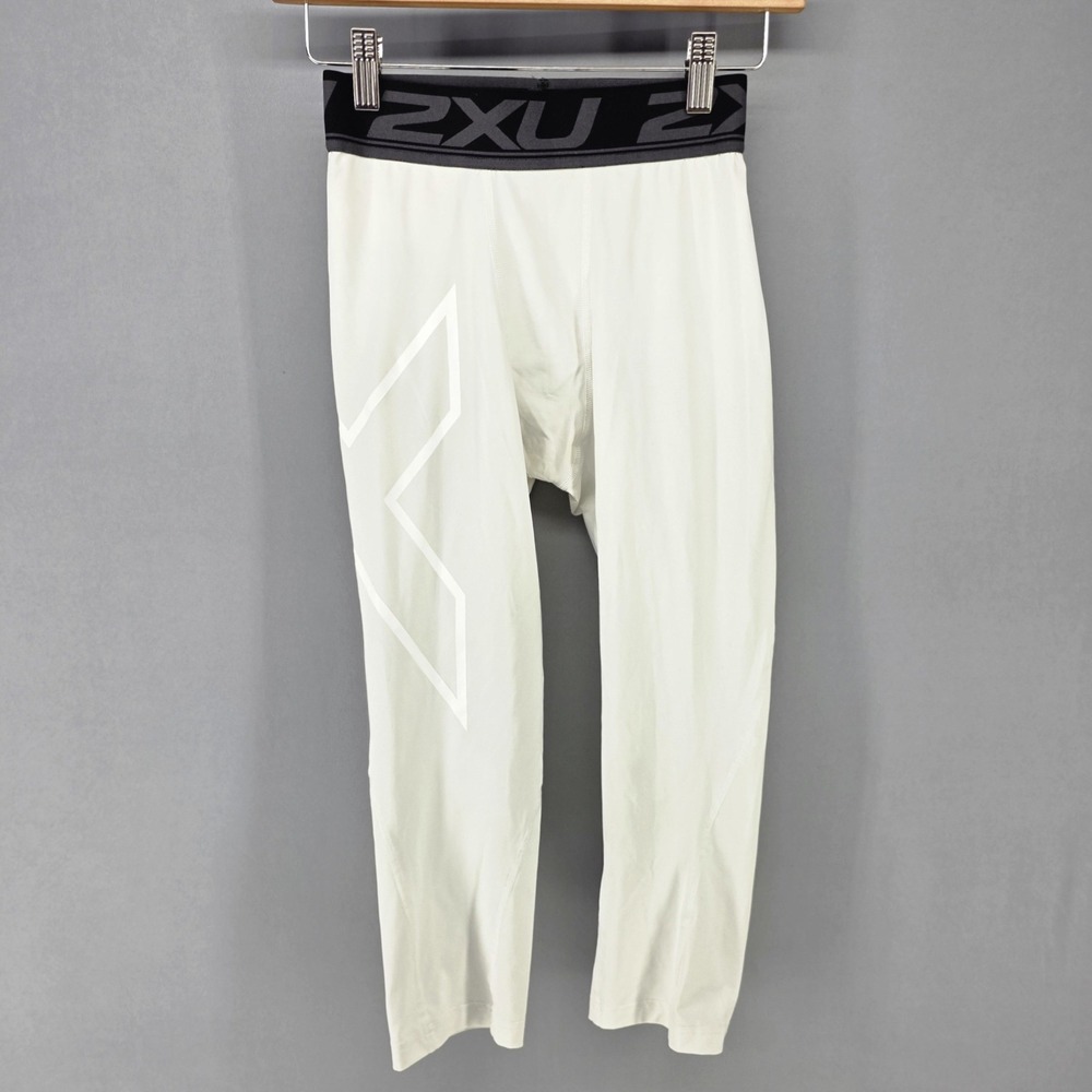 2XU Compression Tights Mens MT White Athletic Recovery Running Leggings MT